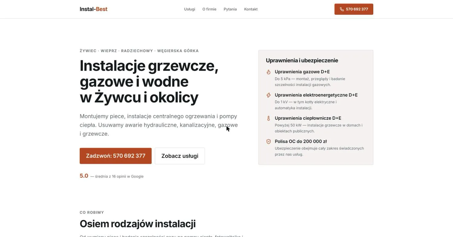 Podgląd strony na komputerze