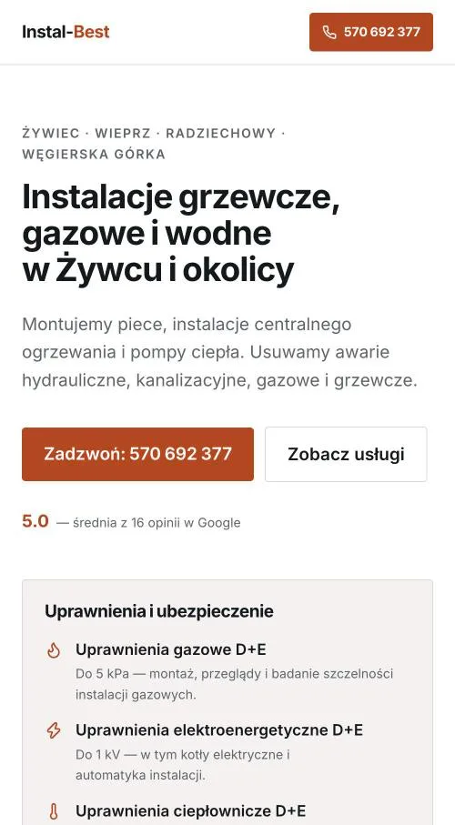 Podgląd strony na telefonie